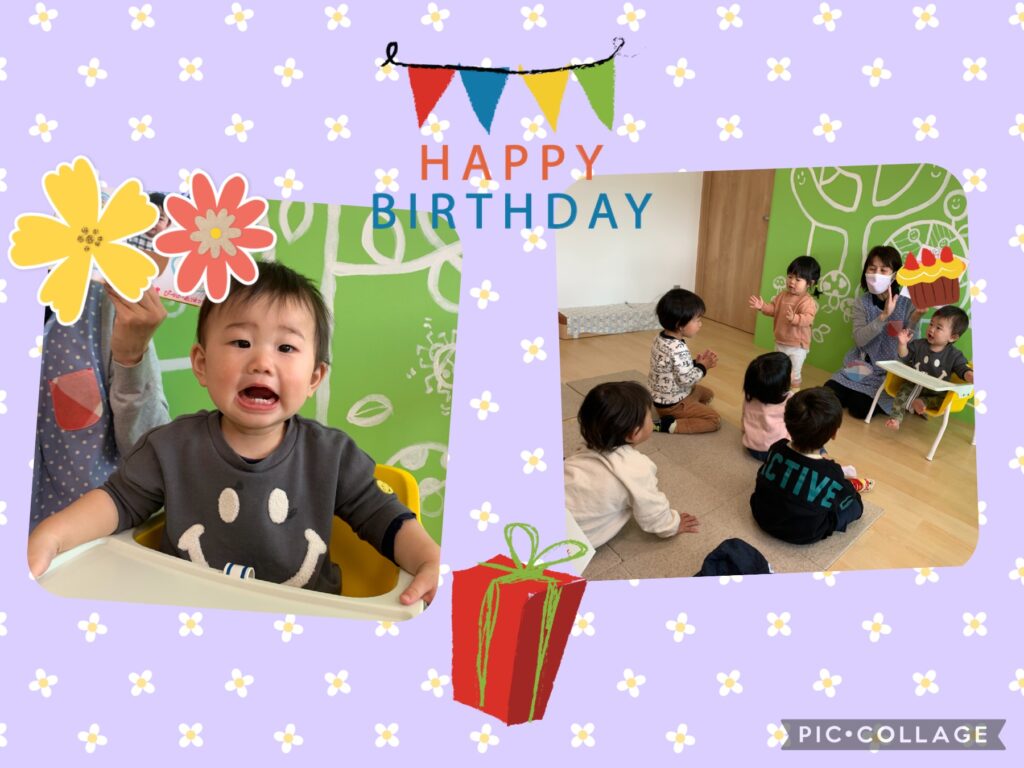 みんなの前に出ている誕生日児